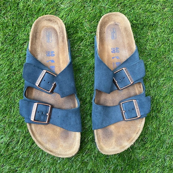 Birkenstock Shoes Birkenstock Arizona Navy Suede Dual Adjustable